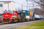 CSX 911 leads intermodal train I008 south through town enroute to North Bergen NJ 